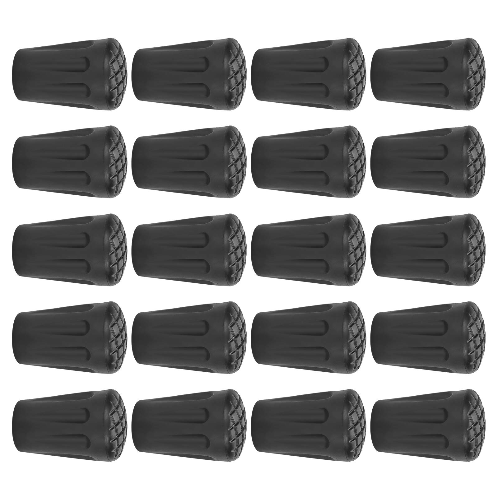 Walking Stick Tips Heavy Duty Plastic Ferrule Protectors Cane End Tips for Hiking Camping Walking Black 20pcs