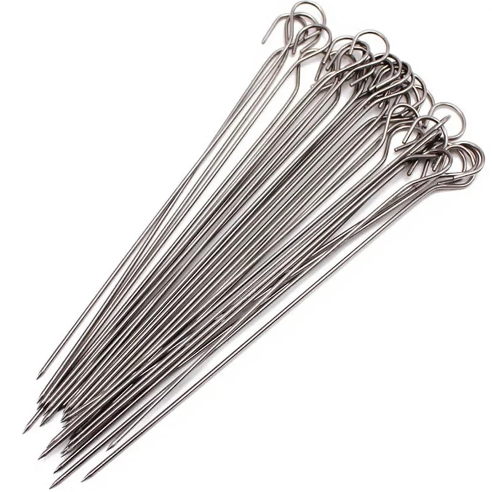Brochetas Barbacoa 10 20 Uds. Herramientas for pícnic for acampar al aire libre, pinchos redondos for asar, palo de aguja for barbacoa acero inoxidable(4.5mm 50cm 10pcs)