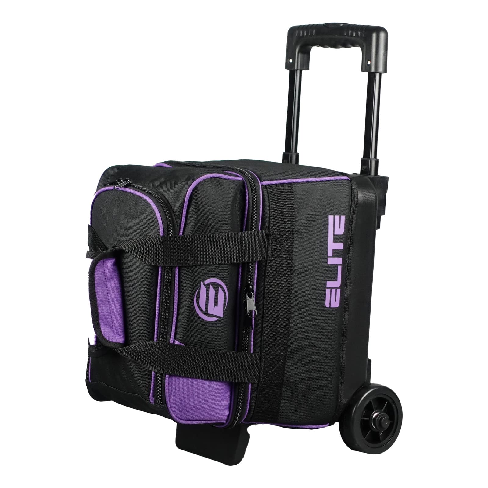 Photo 1 of ELITE Basic Single Roller Bowling Bag, Holds 1 Bowling Ball and a Pair of Bowling Shoes Securely- 39" Retractable Square Handle Purple