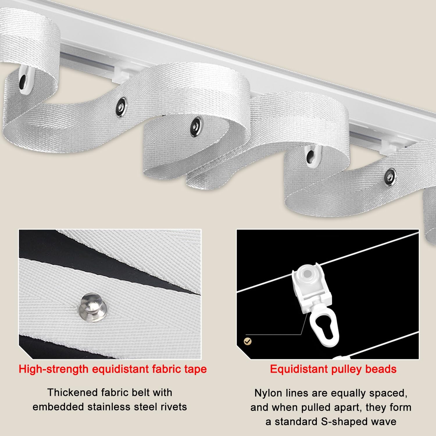 Système de rails de rideaux S SD W Y avec ruban adhésif He y Duty en aluminium pour bureau et salon Fixation murale/plafond Design W e 130 cm 145 mm