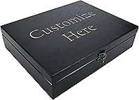 Vista 1 de WE Games Caja del tesoro grabada personalizada con tapa y pestillo de latón, color negro teñido