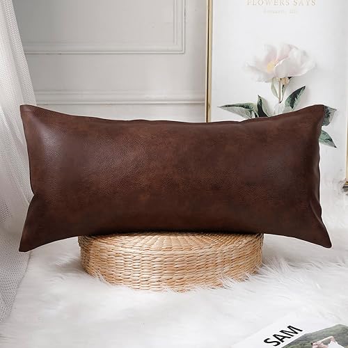 PANOD Fundas de almohada lumbar decorativas de 16 x 24 pulgadas fundas de almohada largas de piel sintética de alta calidad para sofá de granja cama