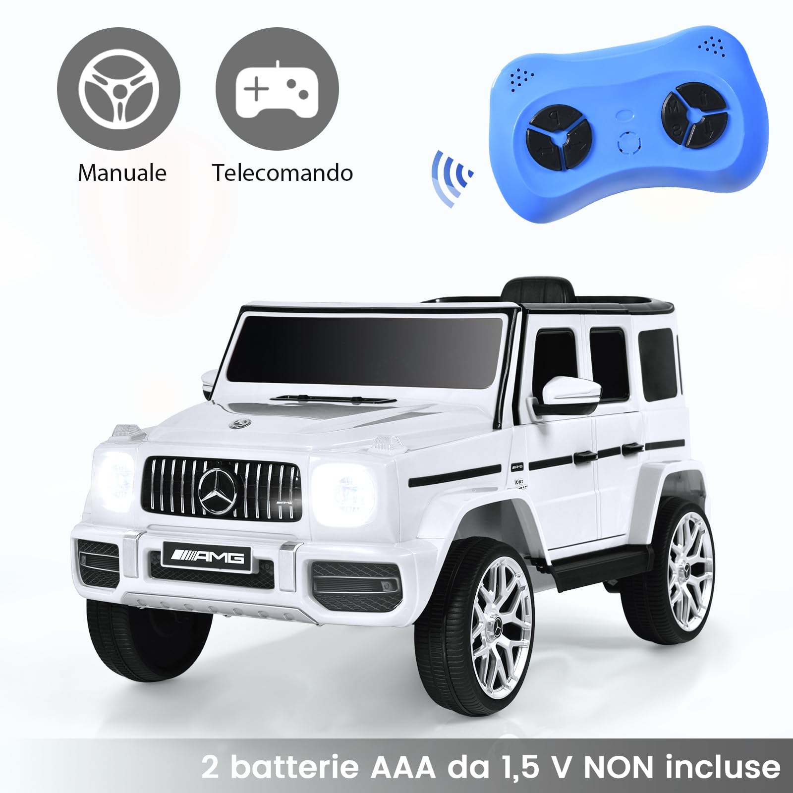 COSTWAY Macchina Elettrica per Bambini 12 V Mercedes Benz, Veicolo Elettrico a 2 Porte con MP3,con Telecomando,Carico 12,5kg, con Clacson,luci a LED e Cintura di Sicurezza, per 3 a 8 Anni (Bianco)