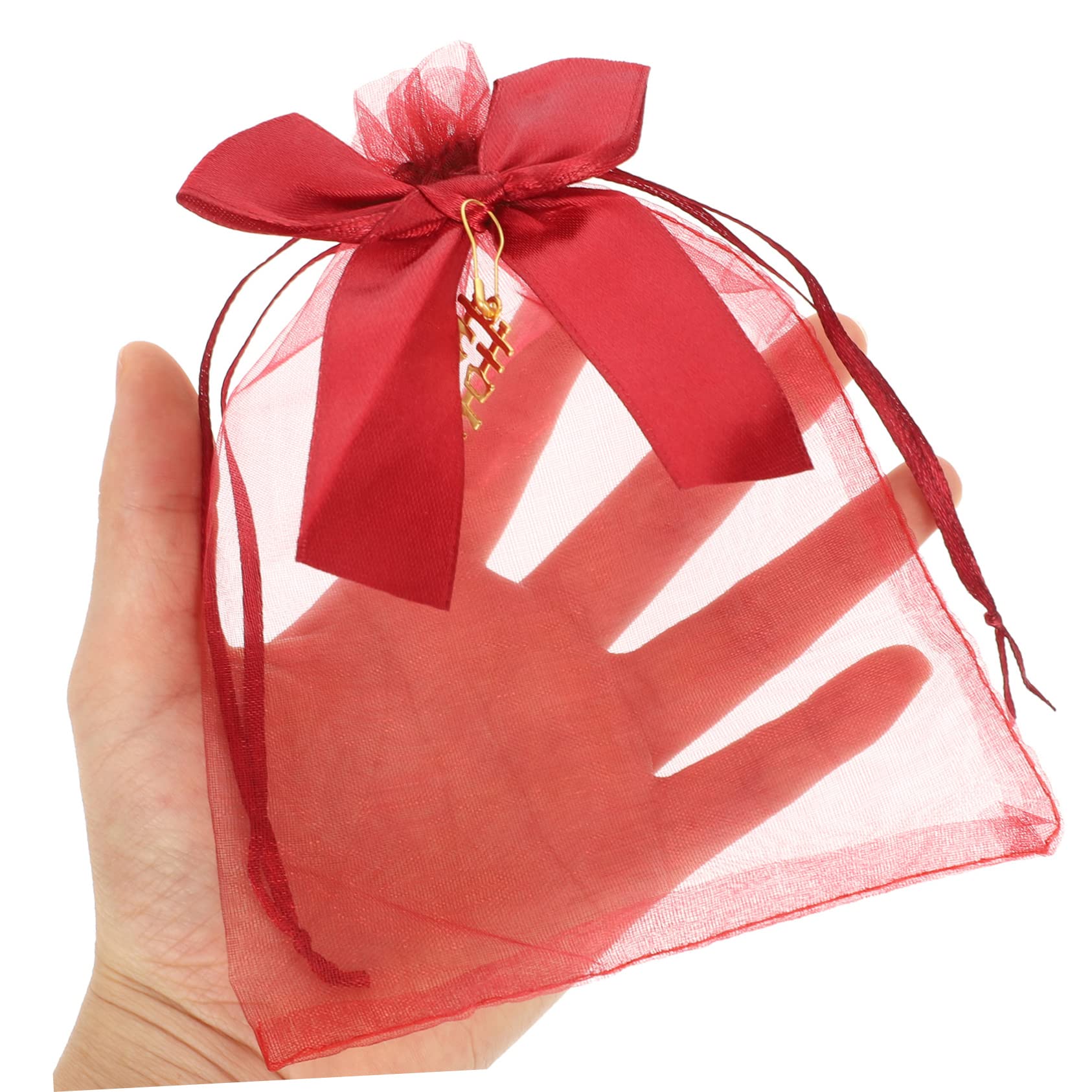 VALICLUD 100stücke Organza Geschenktüten Mit Kordelzug Hochzeits Und Partytüten Für Süßigkeiten Gastgeschenke Und Feiern Rot