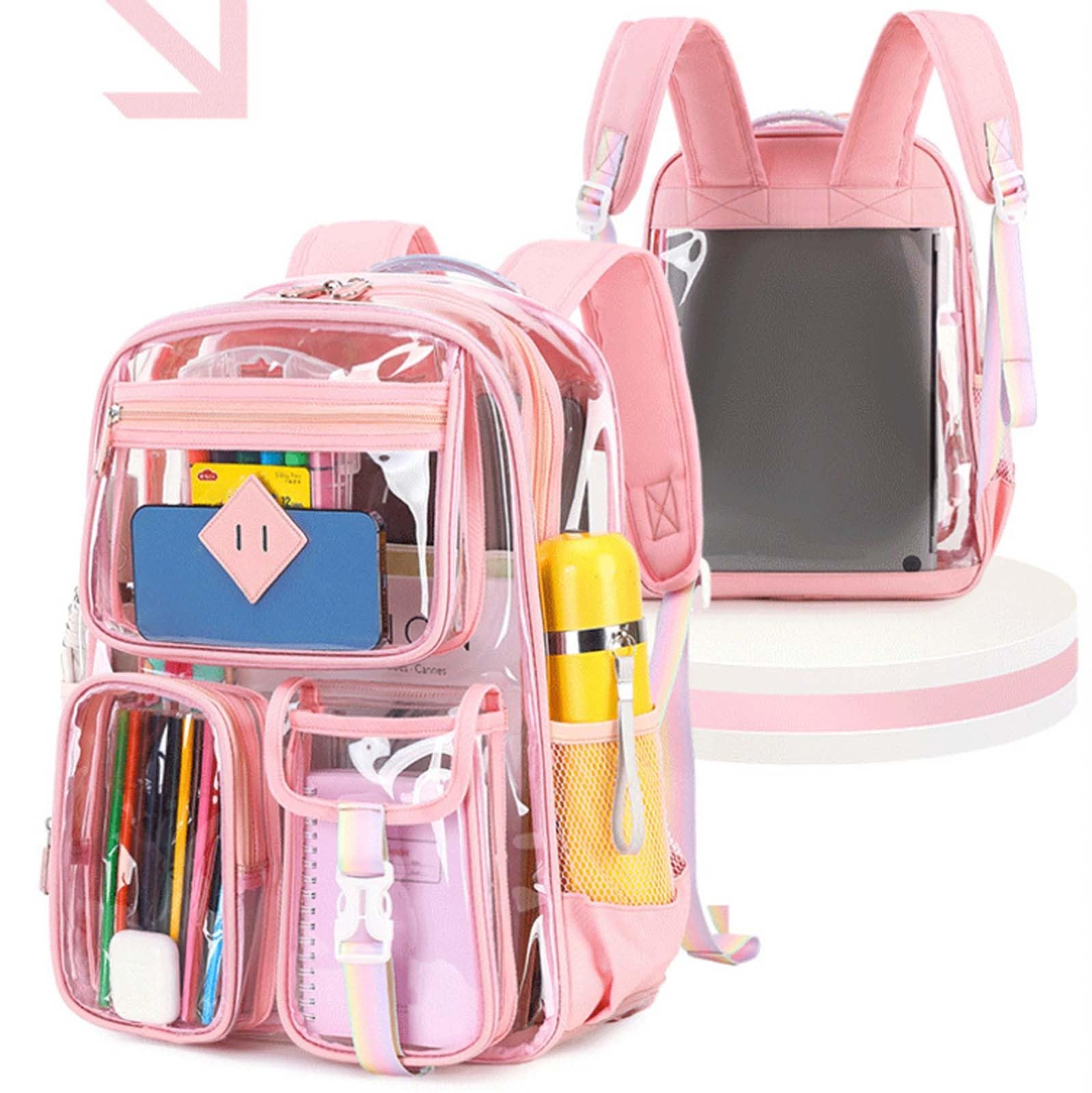 Zaino Bambini, Zaino Elementari Bambina Scomparti Multipli, Zaino Trasparente di Grande capacità per Ragazze delle scuole elementari e Medie 8-15