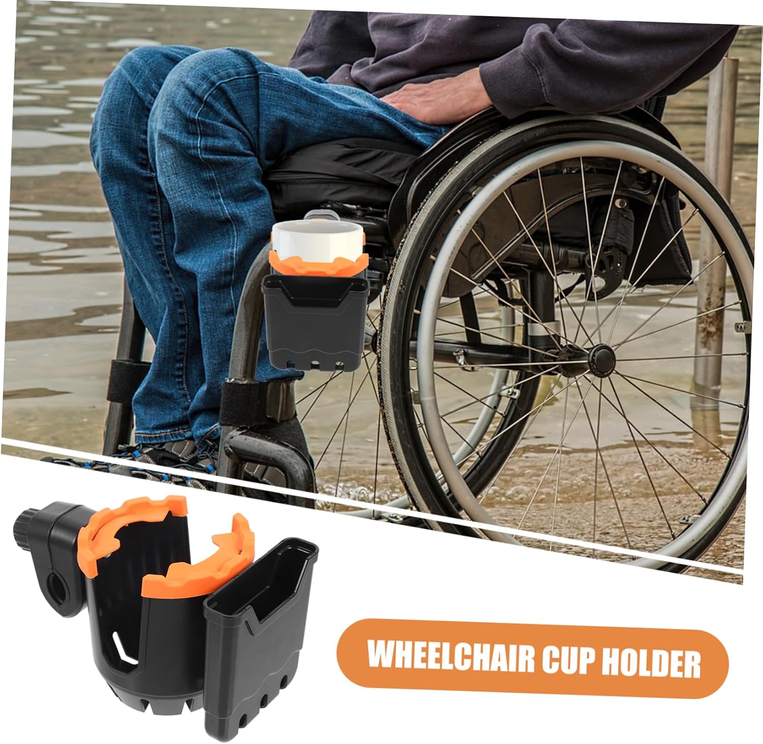 Rolling Walker Cup Holder Mobile Phone Holder for Wheelchair Easy Install