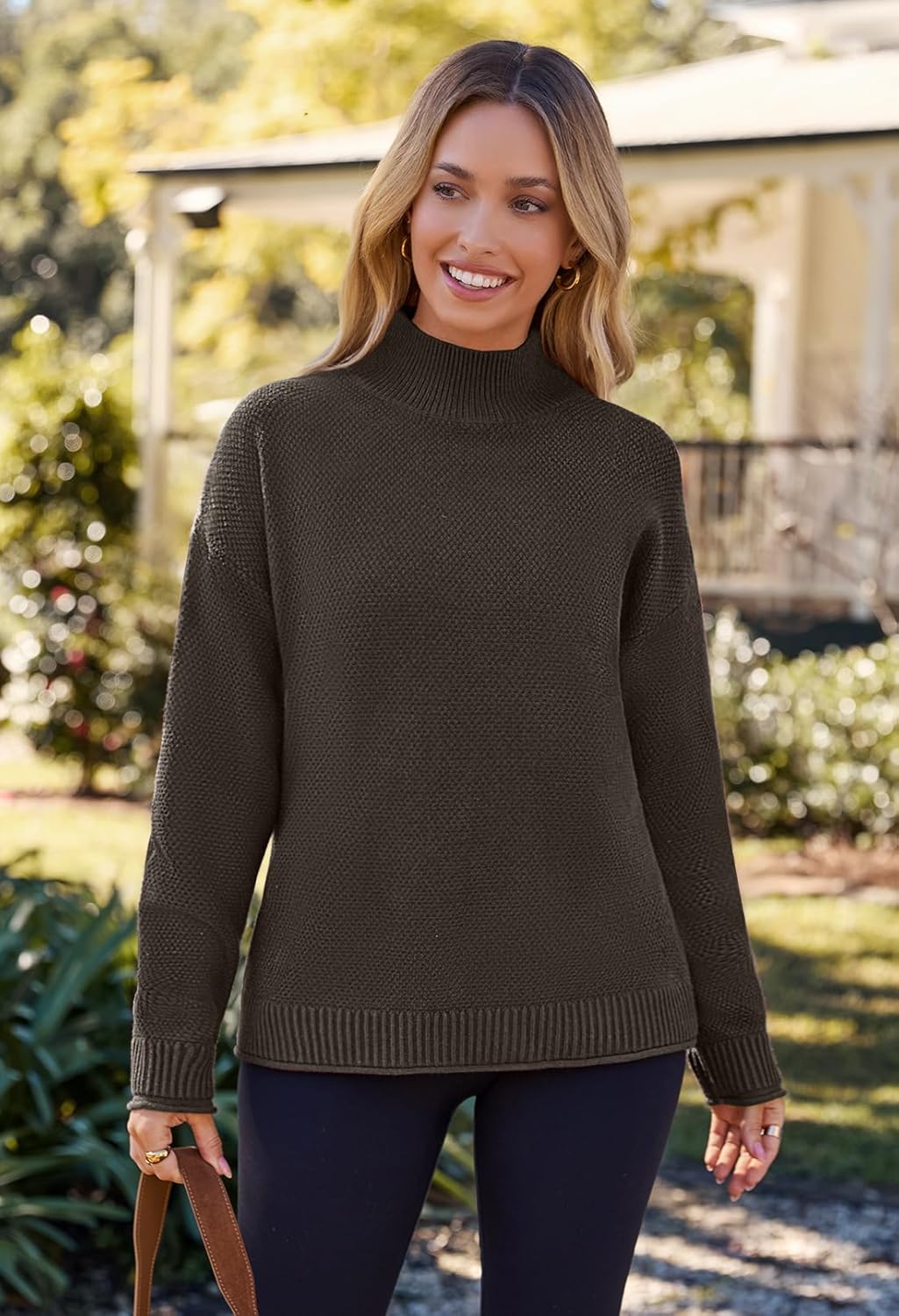 MEROKEETY Women's Turtleneck Long Sleeve Sweater 2025 Fall Cozy Knit Loose Casual Trendy Pullover Tops Winter Clothes - Image 2