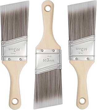 Paint Brushes, 2 Inch, Angled Brushes with Short Handle, 3 Pack, Shortcut Paintbrush for Paints and Stains, Small Paint Brushes for Walls, Furniture, Cabinets and Home Improvement