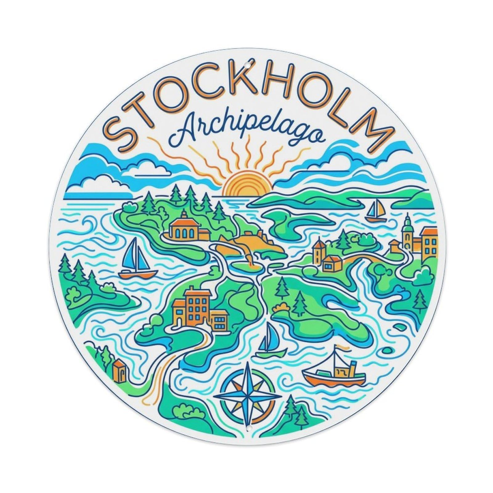 Vintage Travel Stockholm Sweden Contemporary Metal Tin Sign