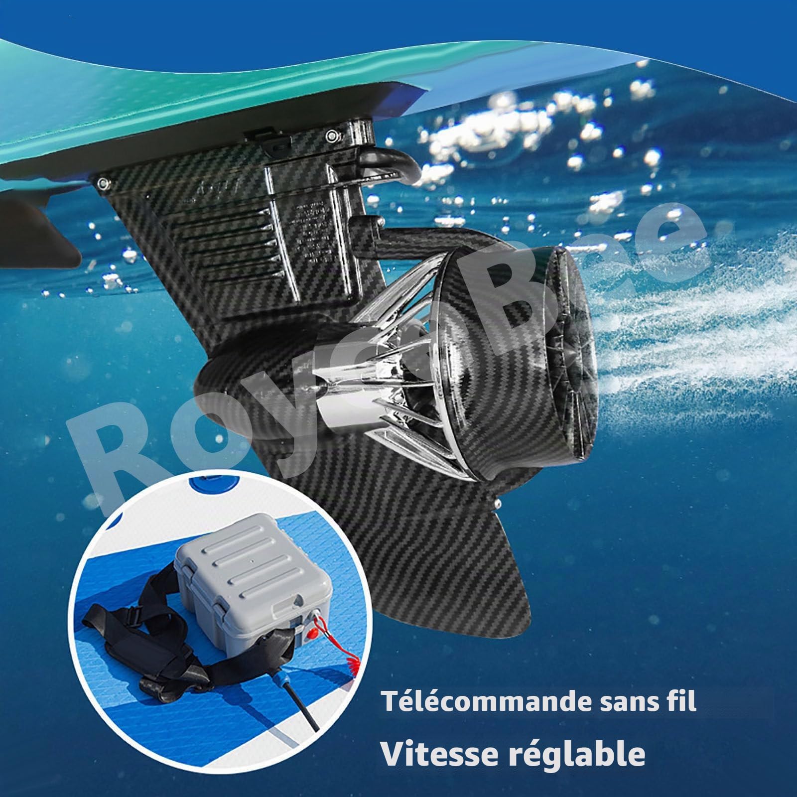 Aileron éLectrique pour Planche de Surf, Planche de Stand Up Paddle à Vitesse RéGlable, Propulseur sous-Marin, Aileron à Moteur de PousséE avec TéLéCommande
