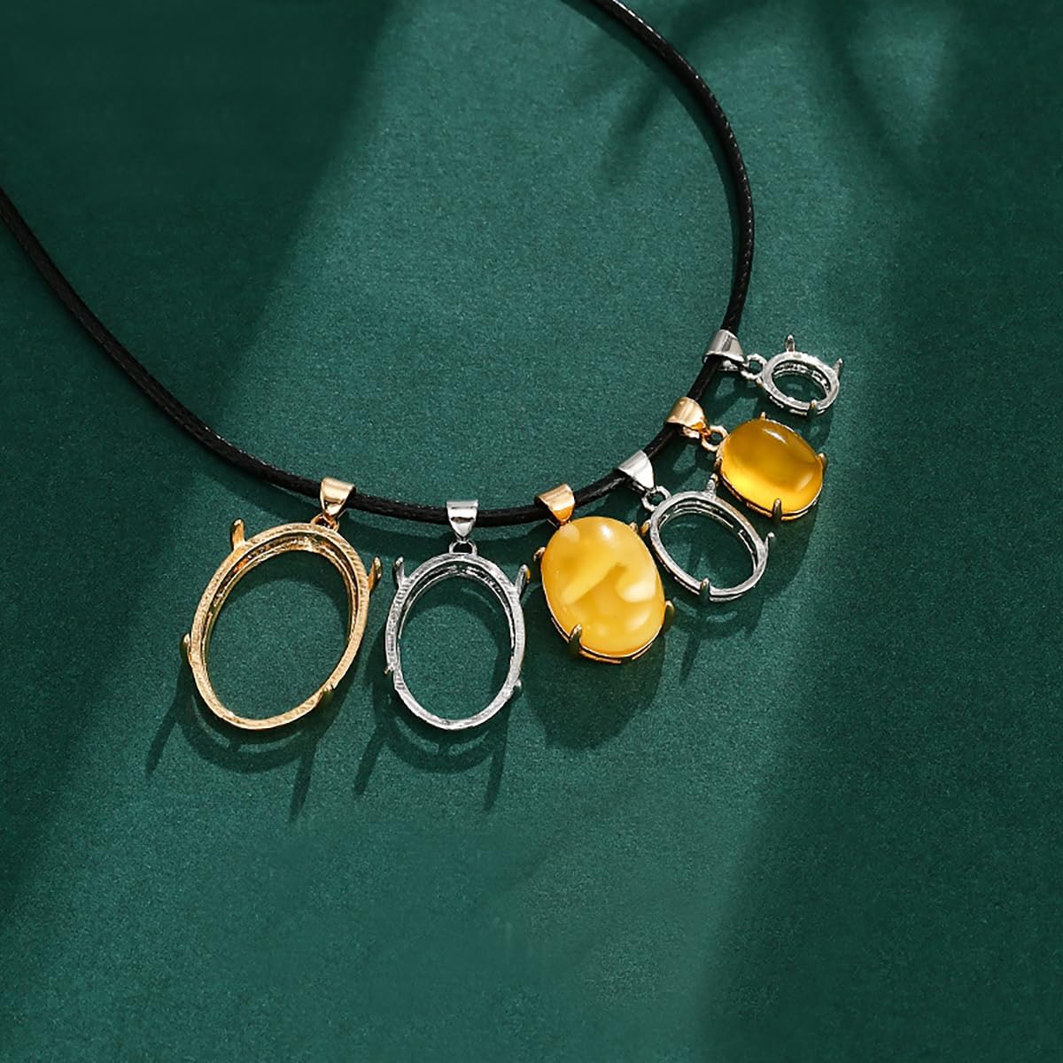 925 Sterling Silver Blank Bezel Pendant Trays Setting Oval Cabochon Base Pendant Charm for DIY Jewelry Findings Making Accessories