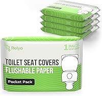 Relyo Flushable Toilet Seat Covers (50 Pack) - 100% Biodegradable XL Disposable for Adults, Kids Potty Training, Travel, Public Restrooms, Camping