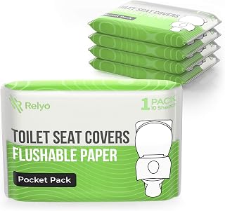 Relyo Flushable Toilet Seat Covers (50 Pack) - 100% Biodegradable XL Disposable for Adults, Kids Potty Training, Travel, Public Restrooms, Camping