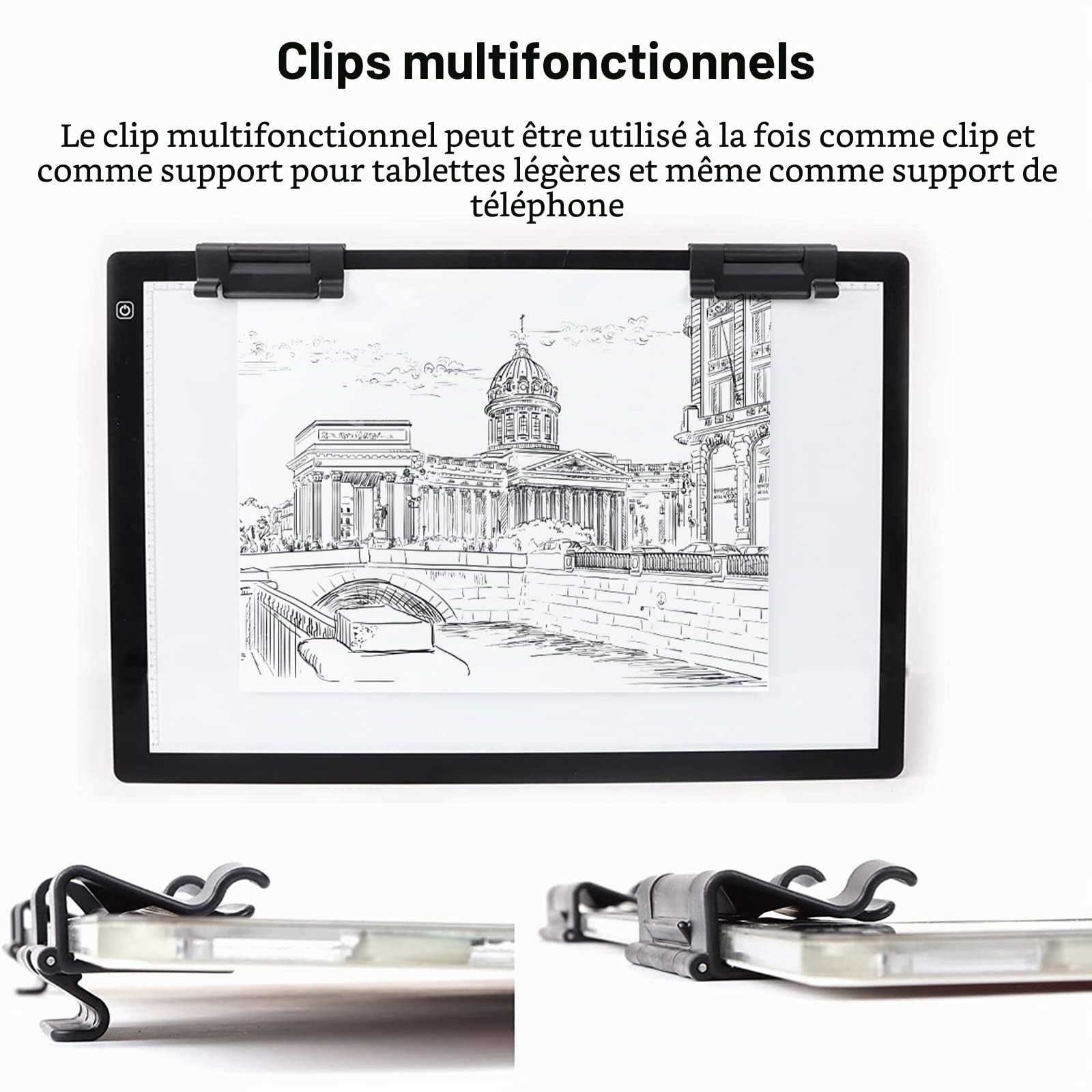 elice Table lumineuse LED A2, 7 mm ultra-mince, luminosité réglable en continu, grand panneau lumineux pour la peinture au diamant, le dessin, la conception de croquis, avec adaptateur 12 V 2 A