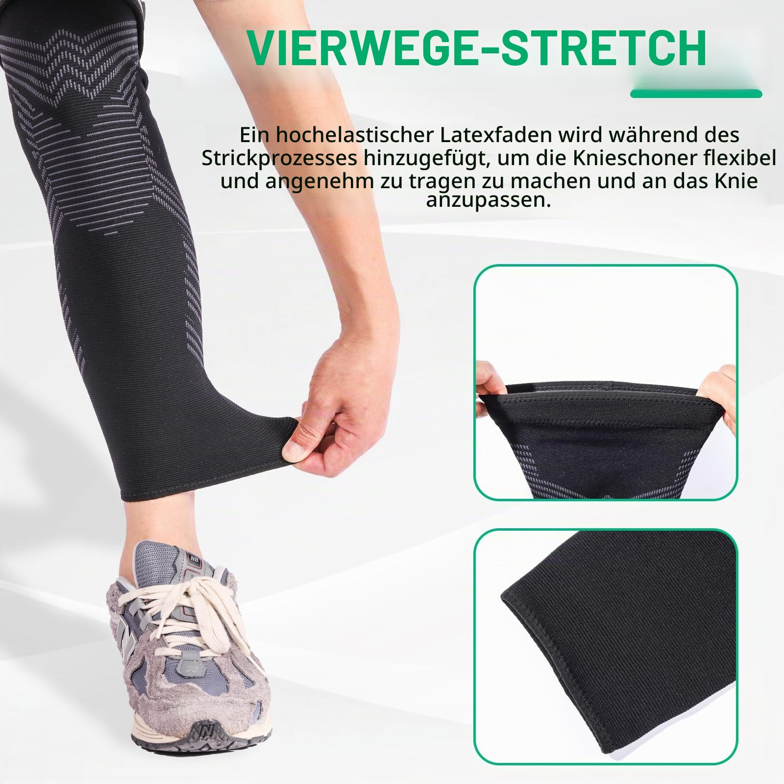 FOGOIN Flytex Kompressions-Kniebandage V2, Atmungsaktive Sportbandage für Basketball, Laufen & Gelenkunterstützung bei Arthrose/Verletzungen (1 Paar)