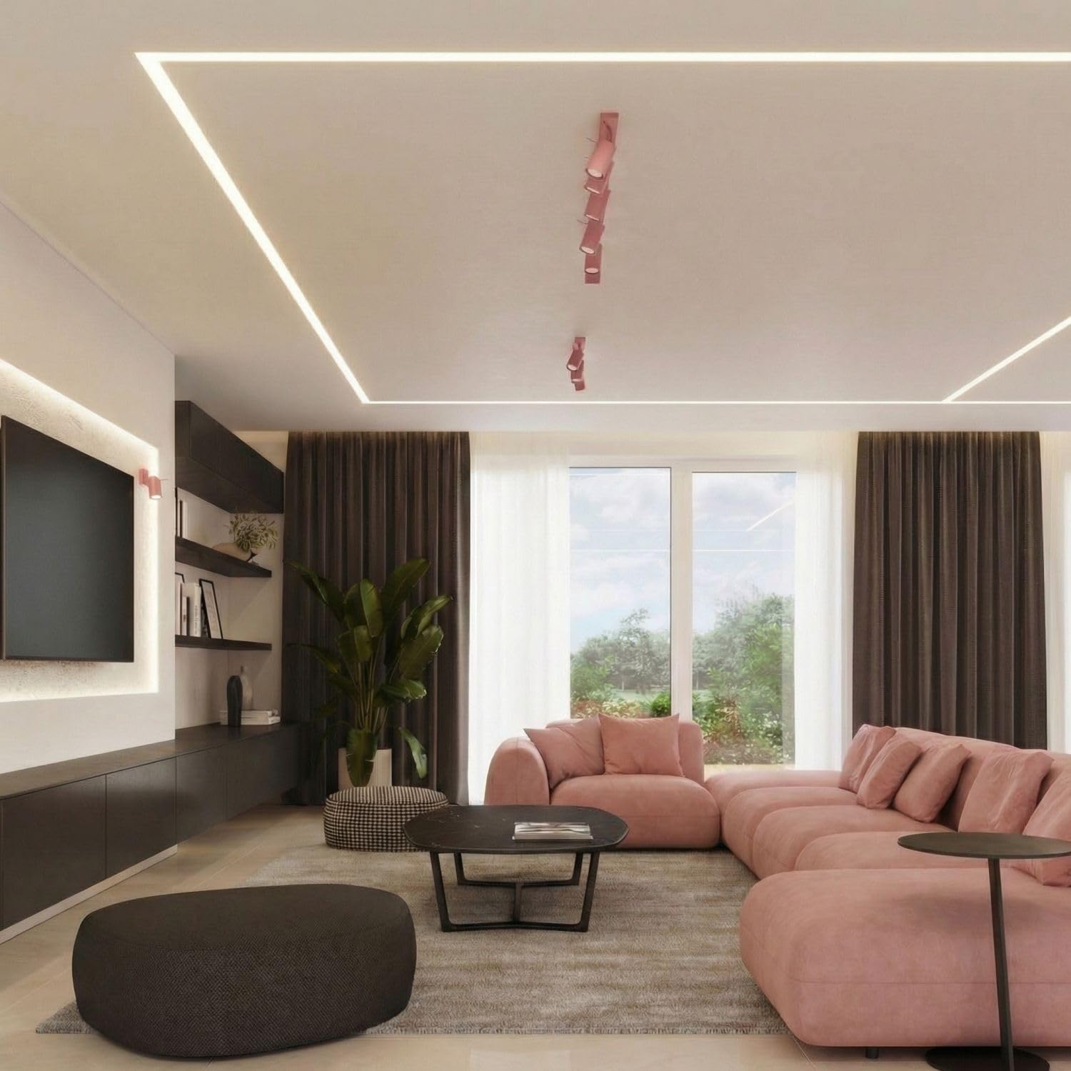 Licht-Erlebnisse Deckenspot Stahl Rosa flexibel GU10 4-flammig stilvoll gemütlich blendarm Schlafzimmer Flur L:80 cm Deckenlampe Wohnzimmer