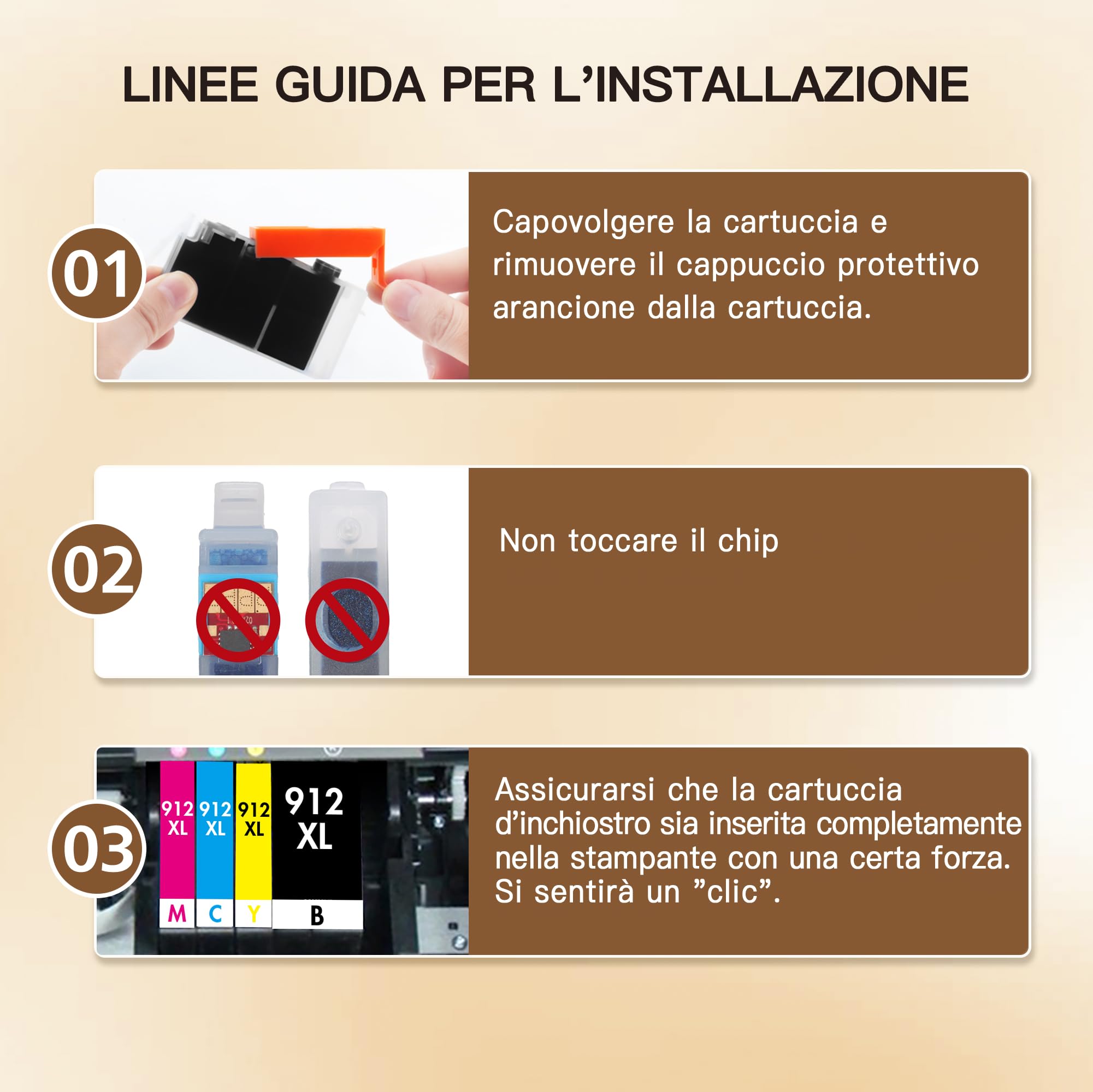 Sqwekd 912 912xl compatibile per HP 912 xl per HP OfficeJet 8010 8012 8013 8014 8015 8017 8018 per OfficeJet Pro 8022 8023 8024 8025 8030(Nero, Ciano, Magenta Giallo, 4-Pack)