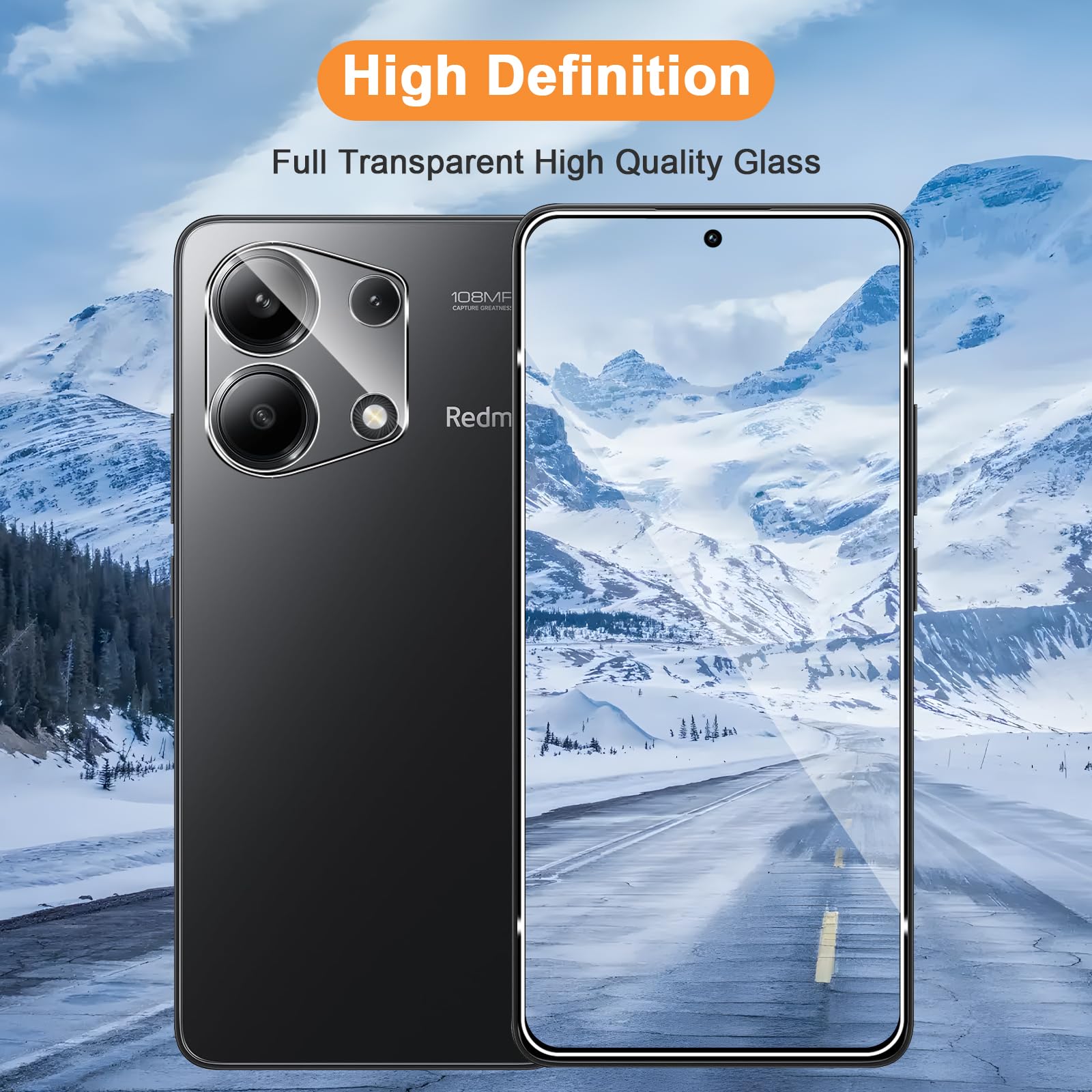QULLOO Kamera Schutzfolie für Xiaomi Redmi Note 13 5G, Kameraschutz 9H Härte Linse Panzer Glas Folie Individuelle Ring aus Metall, Ultra-Klar Kamera Schutz, 1 Set Schwarz