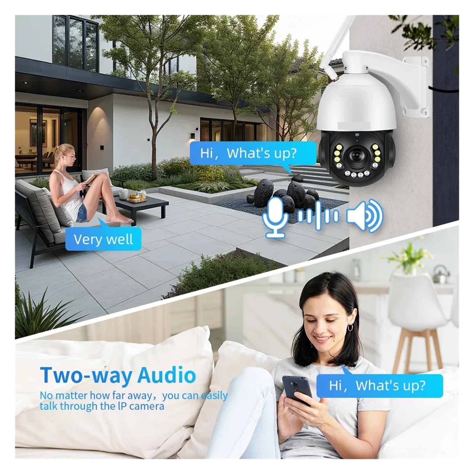 Cámara IP PTZ de 8MP, 4K, WiFi, Zoom óptico 30X, CCTV, for Exteriores, IA, Seguimiento de vehículos Humanos, cámara de vigilancia de Audio(8MP WiFi with PoE)