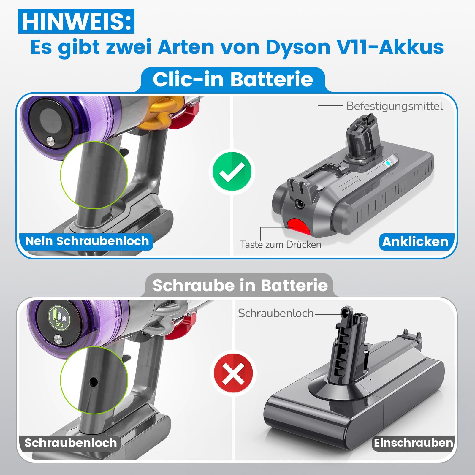 Klickstil SV15 3900mAh V11 Akku für Dyson mit Ladegerät, Ersatzakku für V11 Torque Drive Outsize Absolute Extra V15 Detect Absolute Extra SV15 SV16 SV22 Handheld Akku Staubsauger