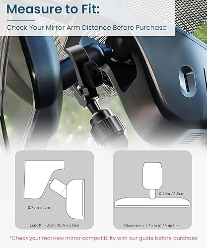 Miniatura 6 de Soporte de teléfono para espejo retrovisor, soporte de aleación de aluminio de alta calidad con ajuste multiángulo, soporte de teléfono para espejo
