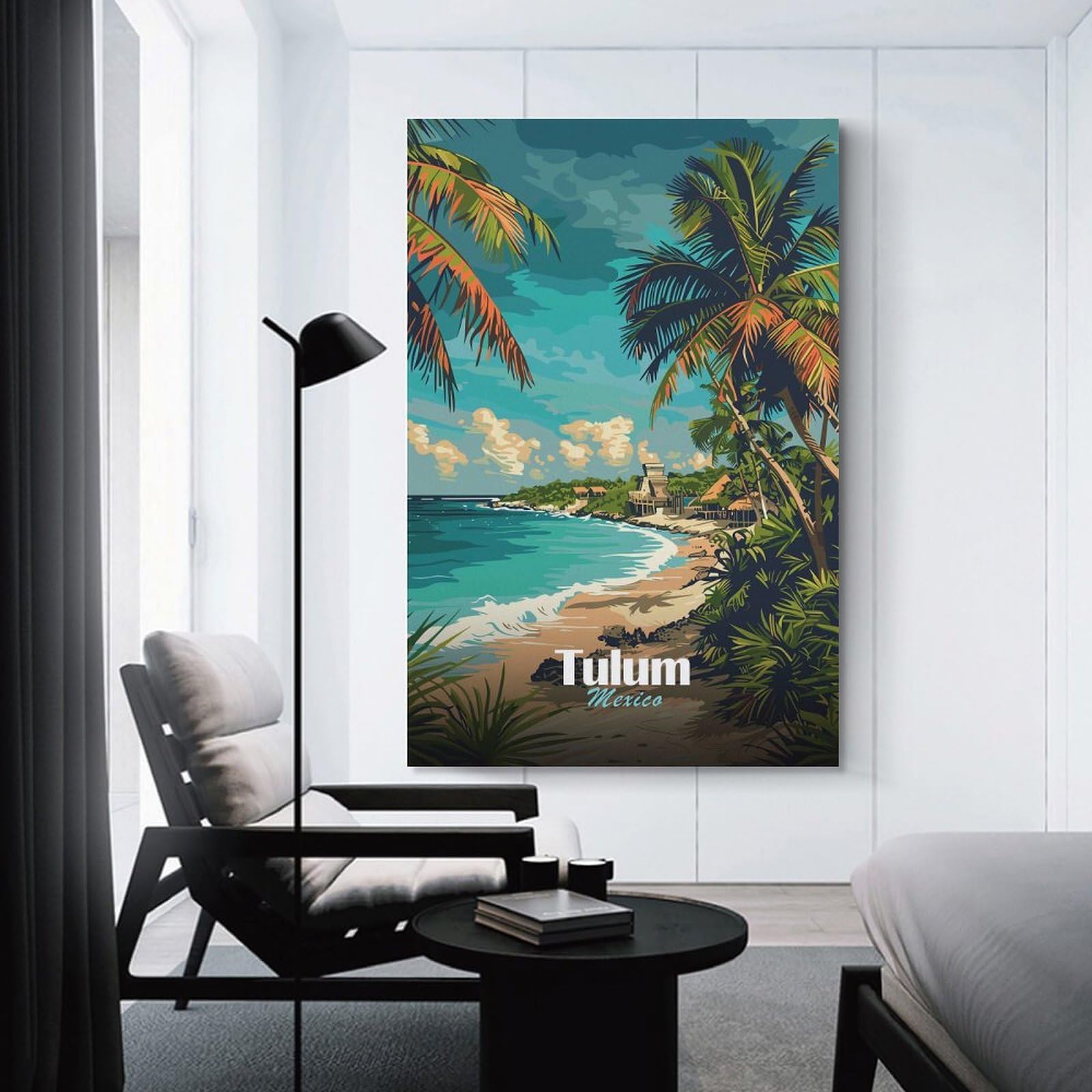 Junmoney Tulum Mexico Beach Travel Canvas Art Print, 24x36inch(60x90cm), for Bedrooms, Workspaces And Everyday Interiors, A Flexible Wall Accent for Shared Spaces