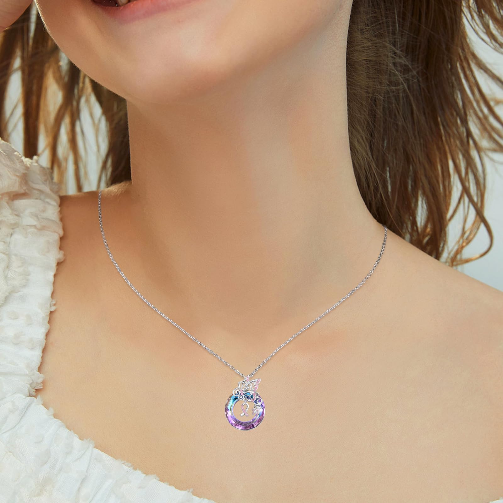 Tier Halskette 925 Sterling Silber Anhänger für Frauen mit Katze, Schmetterling, Schlange, Vogel, Axolotl, Wal und süße Tier Motiv Kristall Geschenkidee