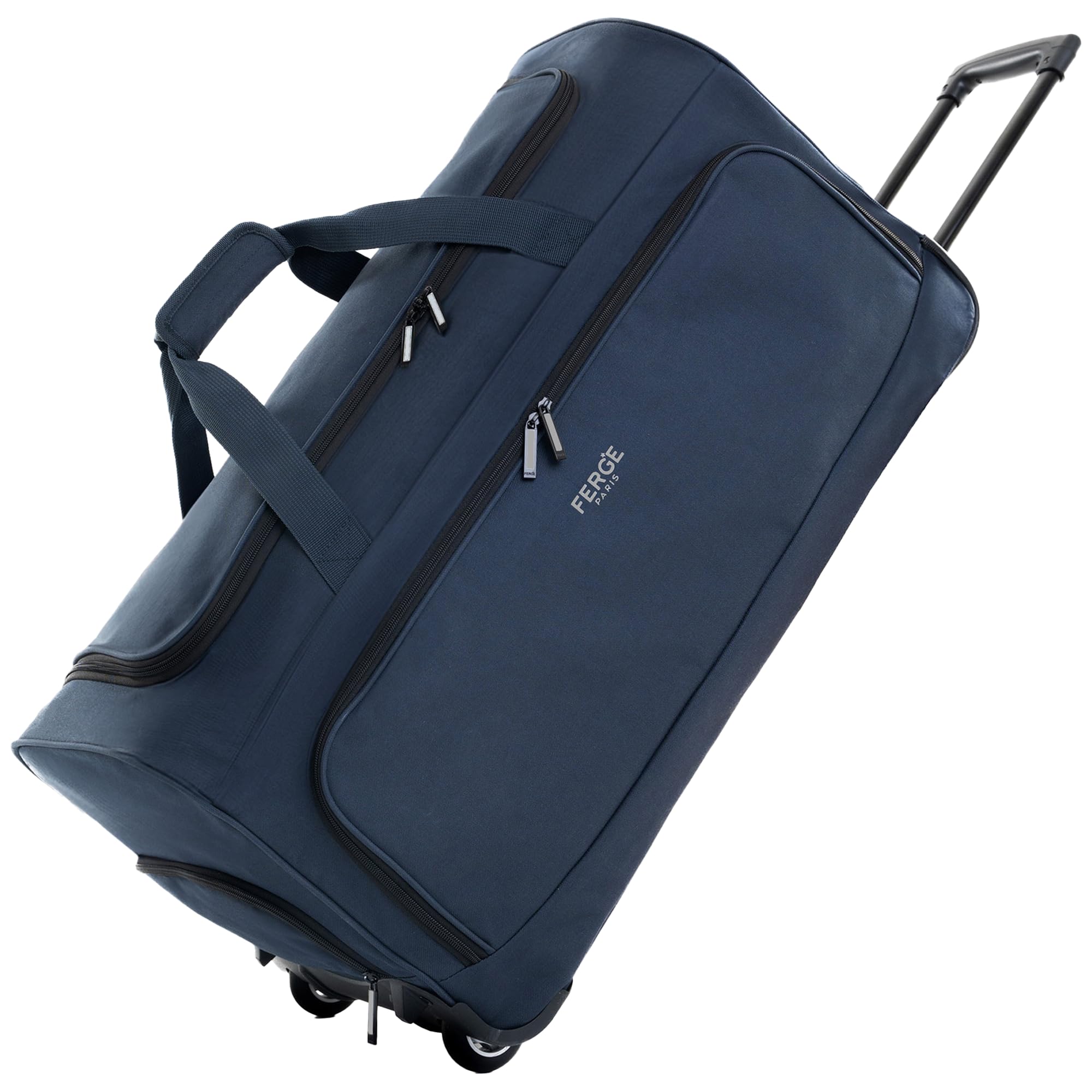 FERGÉ Sac de Voyage à roulettes Paris | Compartiment séparé pour Chaussures Bagage Souple Trolley Sac de Voyage 90 litres, Marine