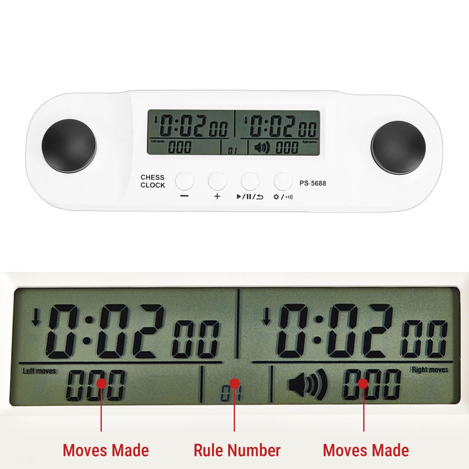 Orologio a scacchi, timer portatile con display HD per concorsi di scacchi cinesi internazionali (bianco)