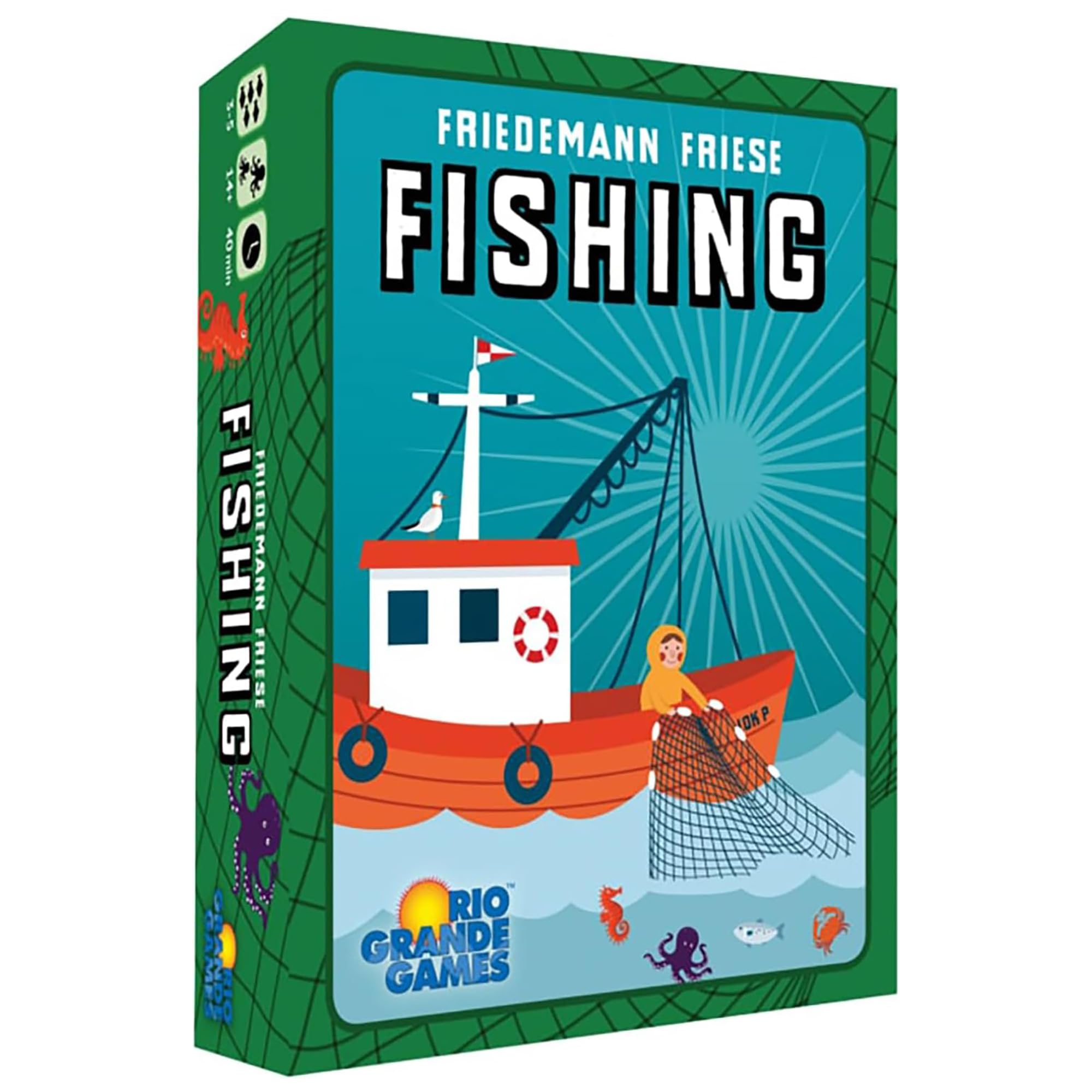 Rio Grande Games: Fishing - Trick Taking Card Game, Ocean Theme, Card Drafting & Point Collection, Ages 14+, 3-5 Players, 30-60 Mins