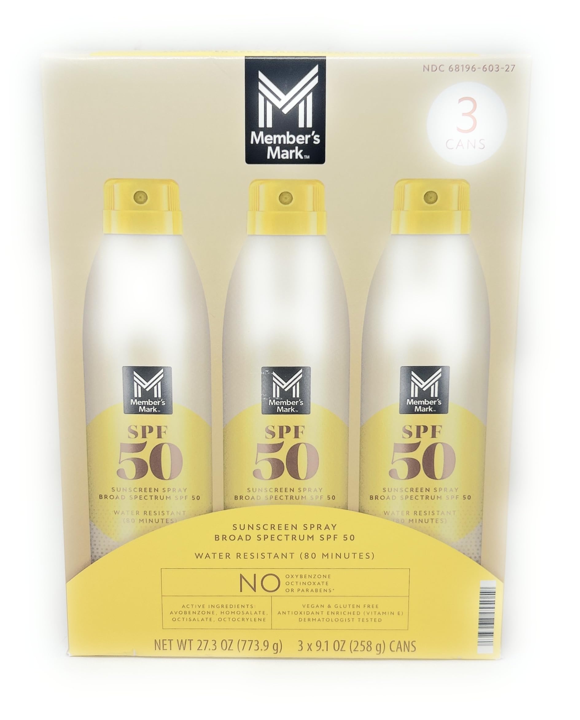 Members Mark Sunscreen Spray Set SPF 50-9 1oz - 3 bottles
