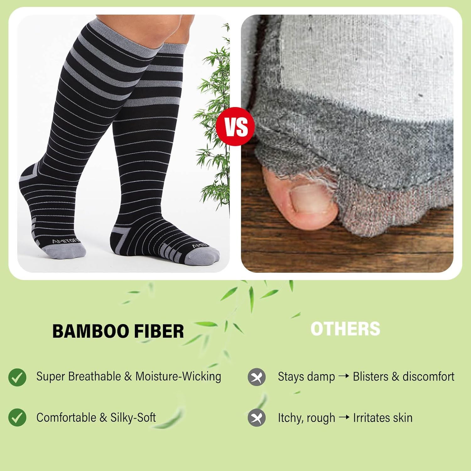 CaiDieNu Bamboo Viscose Compression Socks: Wide Calf Plus Size Compression Socks for Women and Men Nurses Travel Pregnant - Image 5
