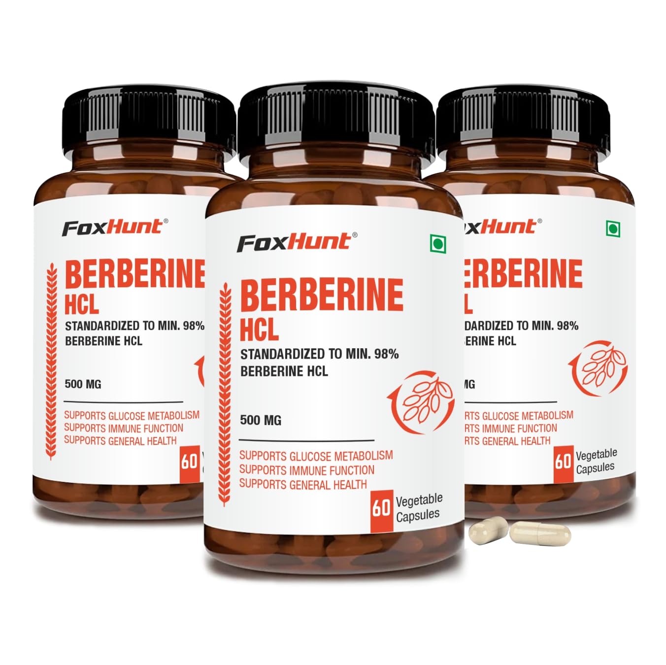 Fox Hunt Berberine Supplements | Berberine HCL 500MG - 98% Highly Purified Supplement- 60 Capsules (Pack of 3) (B0DCW2B6TD) Amazon Price History, Amazon Price Tracker