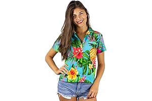 KING KAMEHA Women's Pineapple Designs Summer Party Shirts