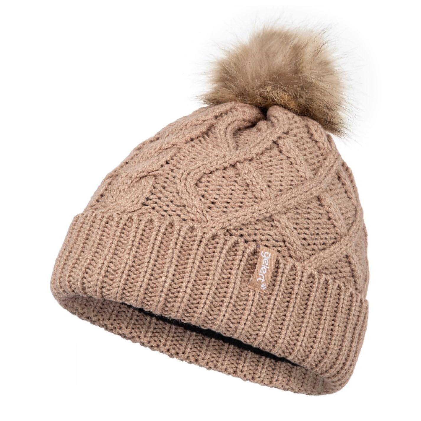 Gelert Womens Cable Knit Beanie Sand Ladies