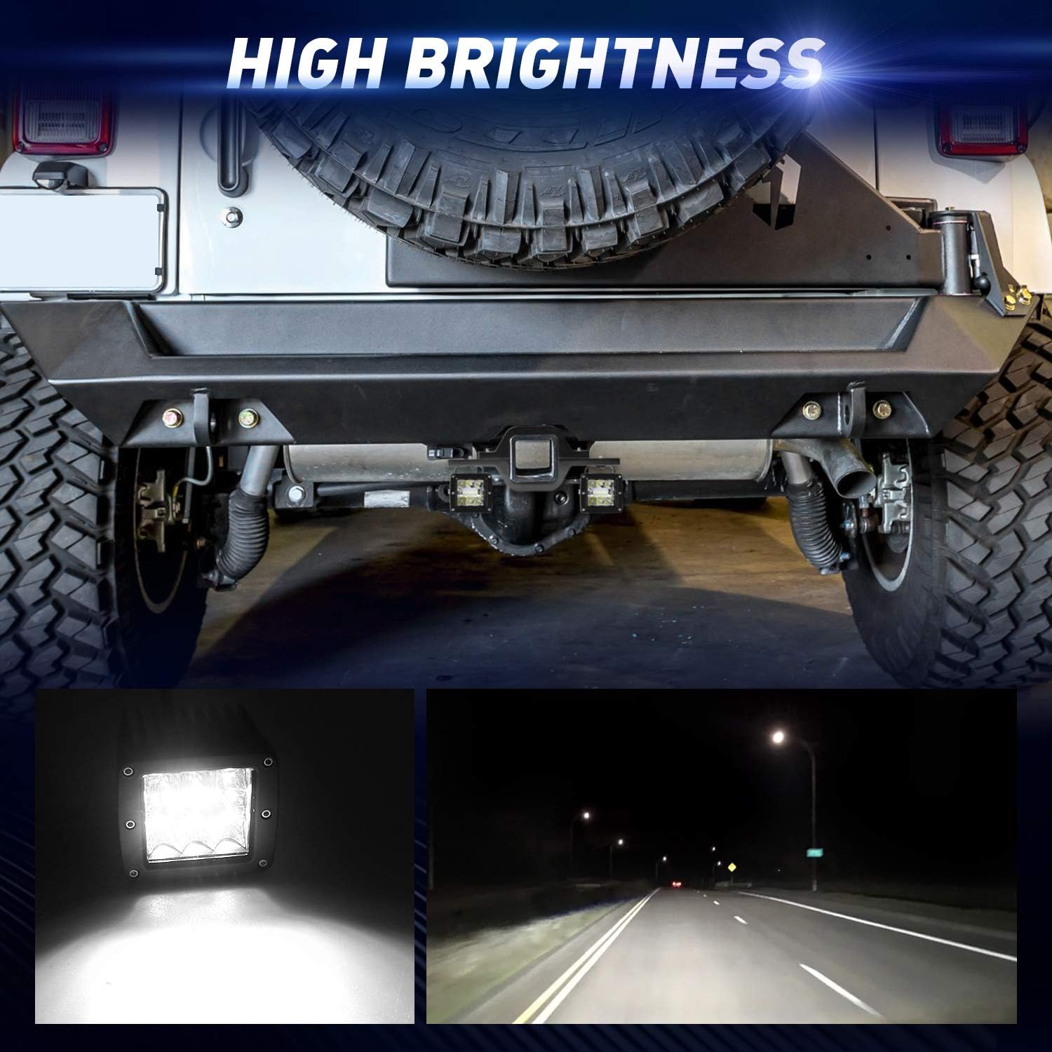 BESTZHEYU 3 Inch 36W Hitch LED Lights with 2.5 Inch Tow Hitch Mount Bracket and Wiring Harness Led Off-road Driving Working Light bar for Truck Trailer SUV Pickup