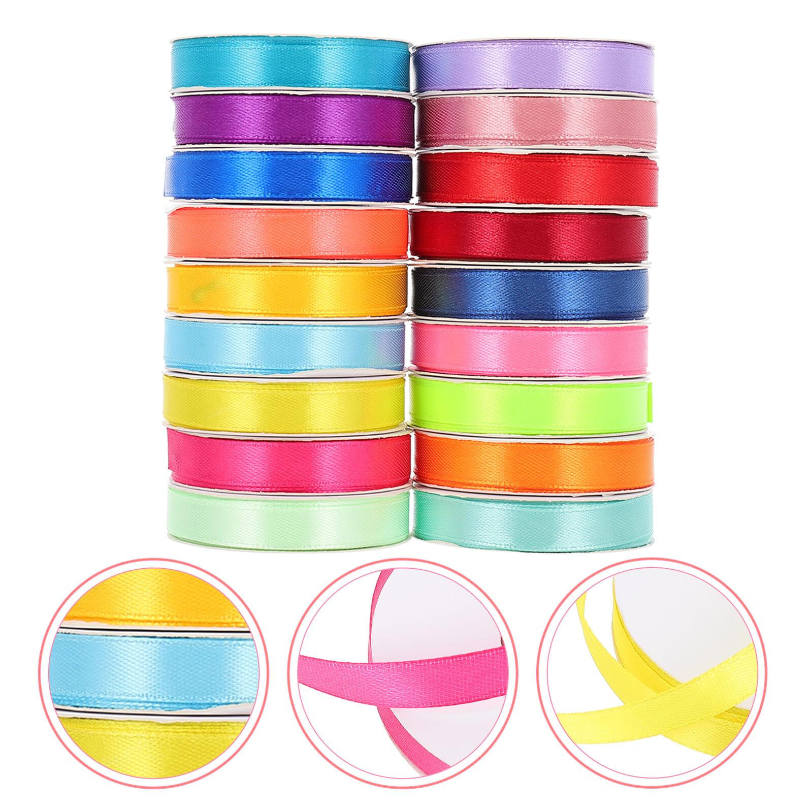 18 Rollen Teiliges Polyester Satin Geschenkband Bunte Dekorationsbänder zum Basteln für Festival Geschenkverpackung Hochzeits und Partydekoration