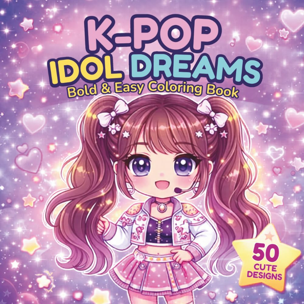 K-POP IDOL DREAMS: Bold & Easy Coloring Book (K-Pop Kawaii Coloring Collection)