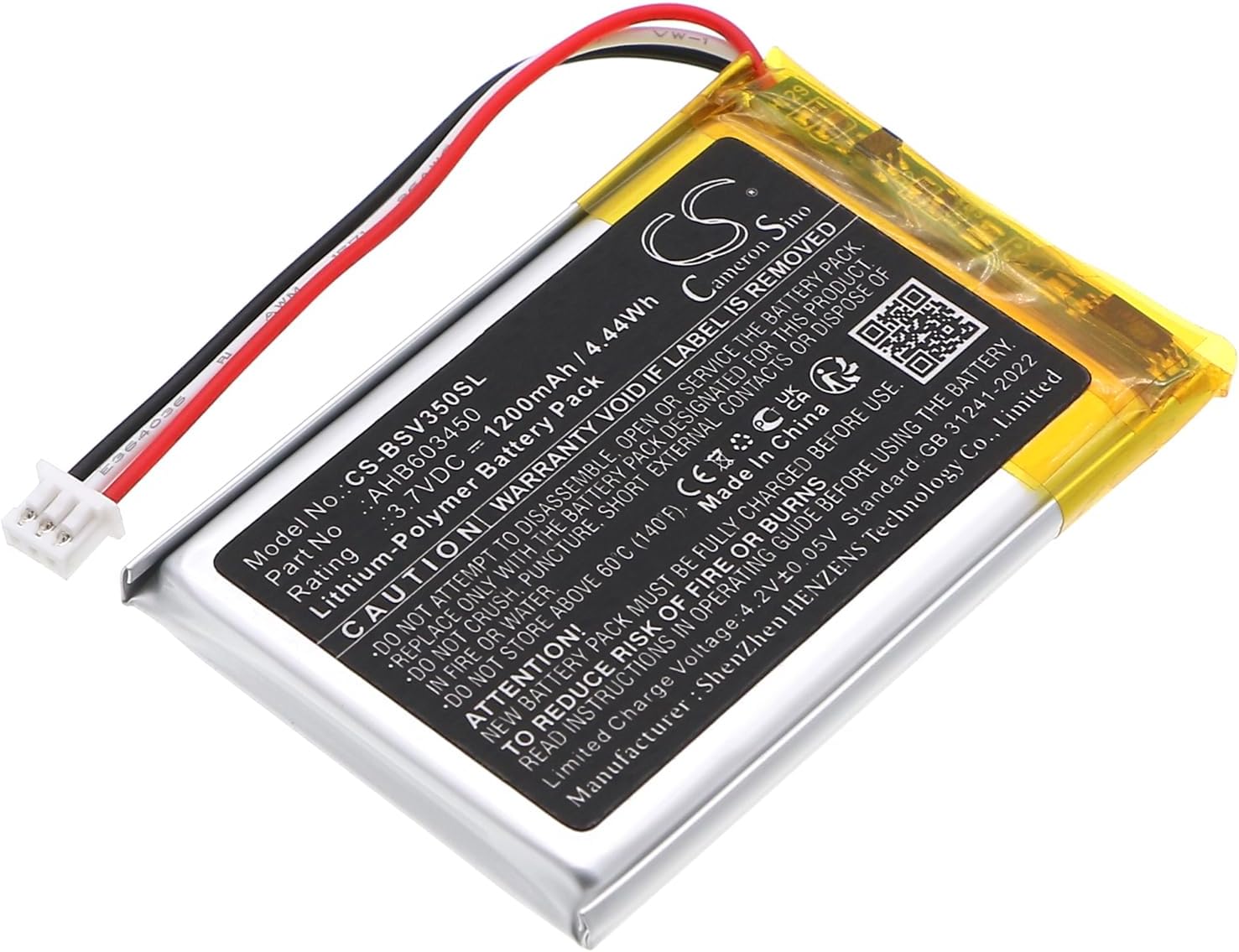 Cameron Sino Battery for Babysense V35 Video Baby Monitor 1200mAh/3.7V
