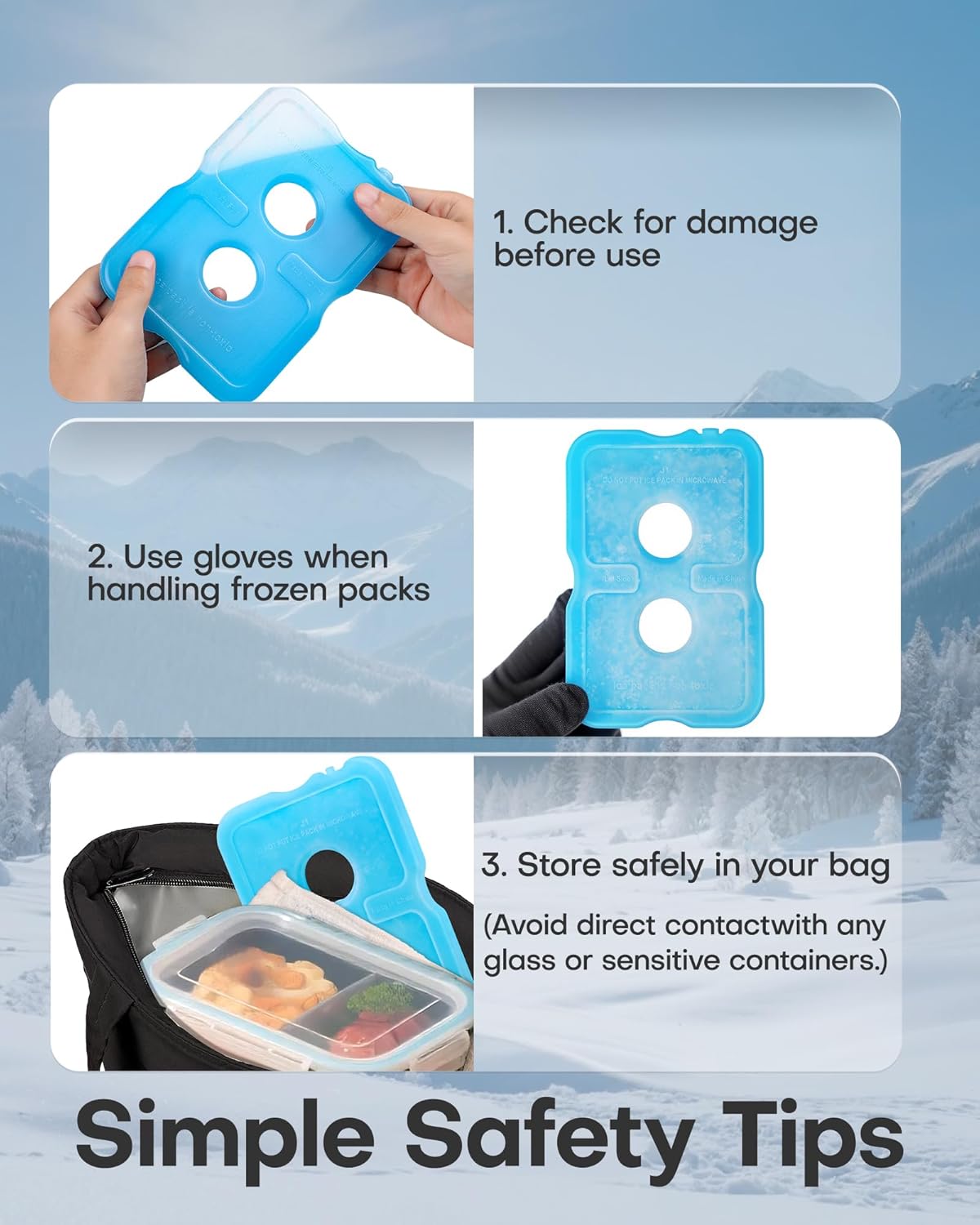 HOTOR Reusable Ice Packs for Cooler & Lunch Boxes – Slim, BPA-Free, Leakproof Gel Packs for Lunch Bag, Cooler Backpack & Travel Food Storage (4 Packs) - Image 6