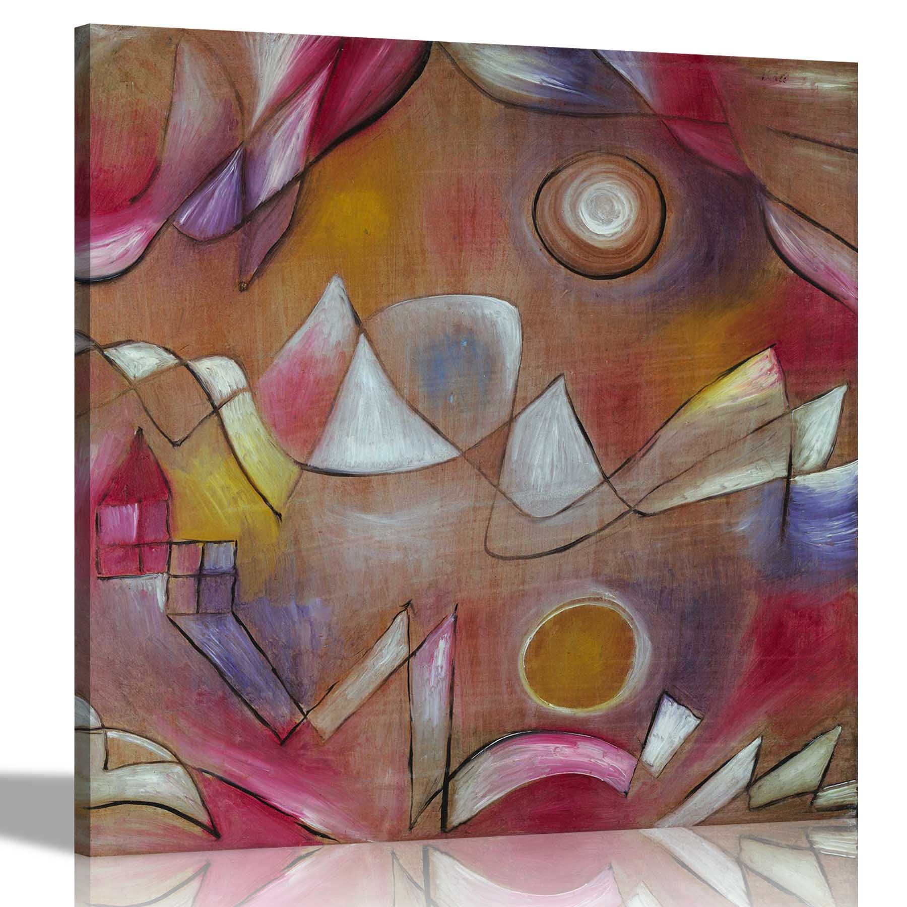 Artley Prints Red - Arctic Dew By Paul Klee Canvas Wall Art Prints L Home, Living Room, Bedroom Decor L Expressionism Pictures Decoration 60 X 60Cm (24 X 24 Inches)