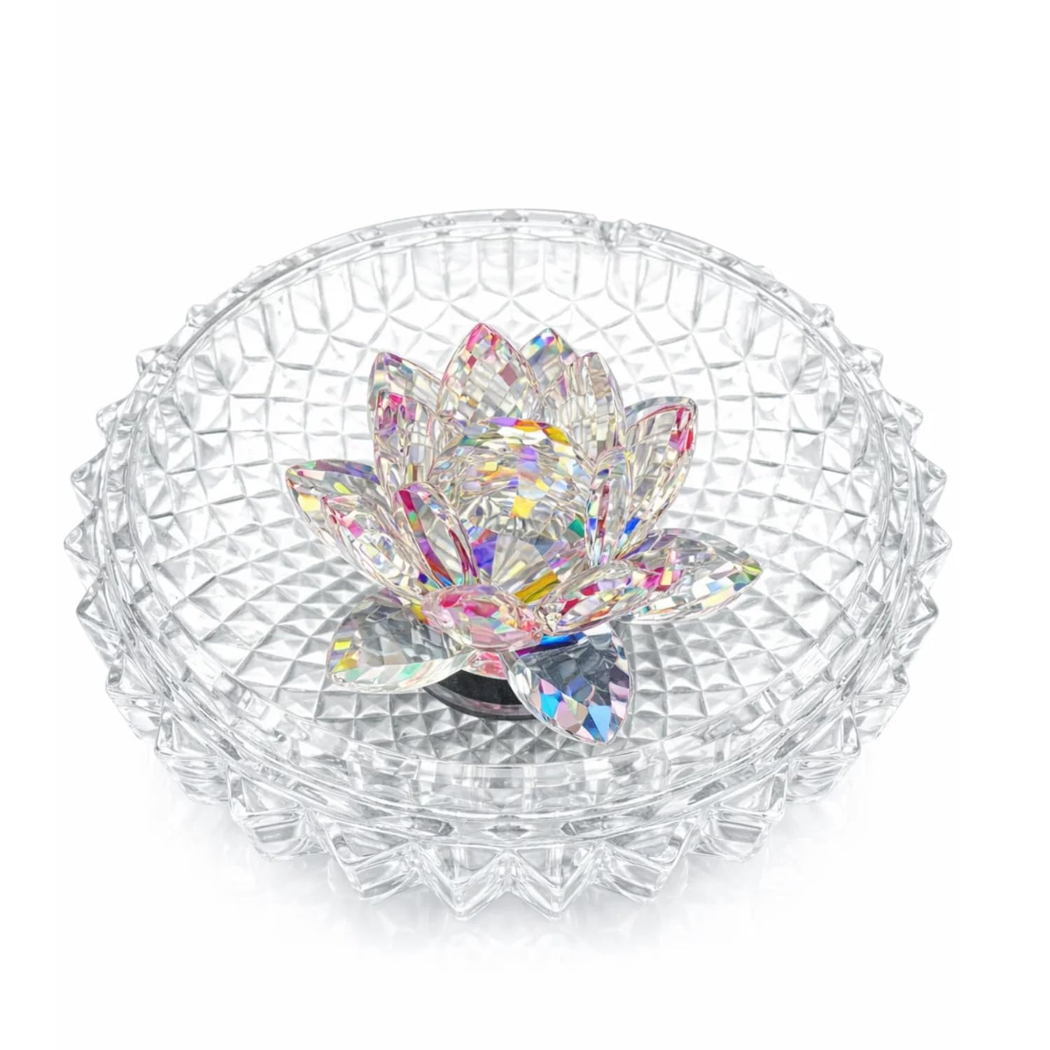 Salvus APP SOLUTIONS Crystal Lotus Flower with Decorative Glass Bowl – Premium Multicolor Crystal Showpiece for Home Decor, Living Room, Pooja Room (Plate: 7.5 Inch, Lotus: 2.5 Inch)-image-35