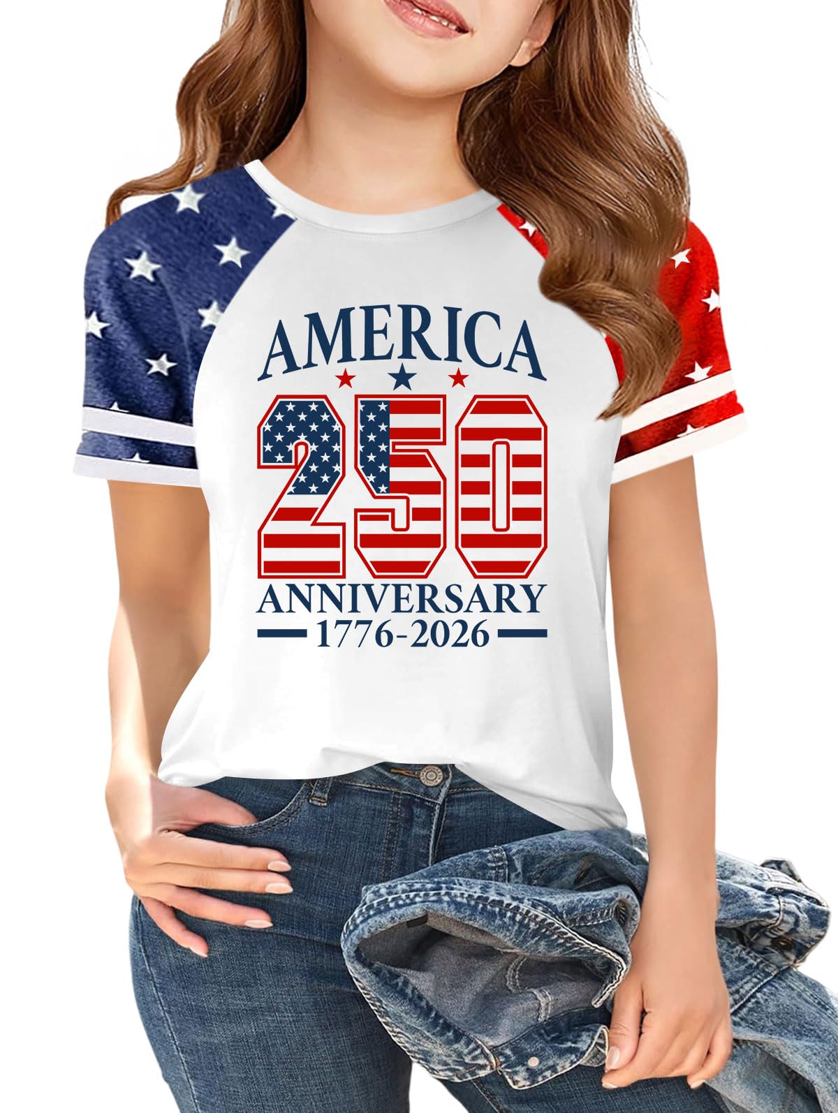 Ithalt Boys Girls USA Shirts Kids 4th of July Shirts American Flag Tshirt Patriotic Top Independence Day Outfit 5-13y