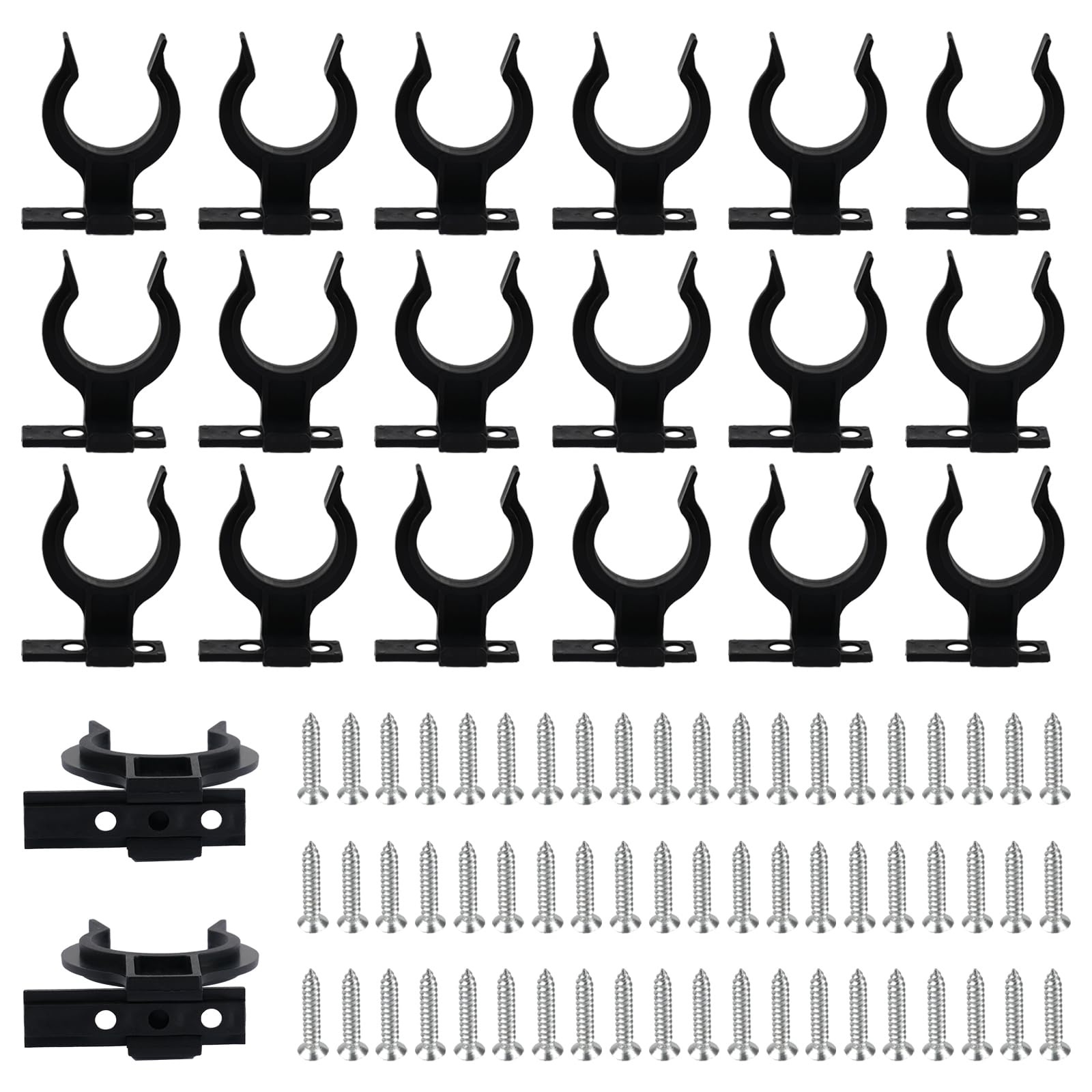 Sockelleisten Clips, 20 Stück Küchensockel Befestigung, Sockelleiste Küche mit 60 Schrauben, Sockelblende Küche, Küchen Sockelblende für 32-42mm Küchenfüße, Schwarz