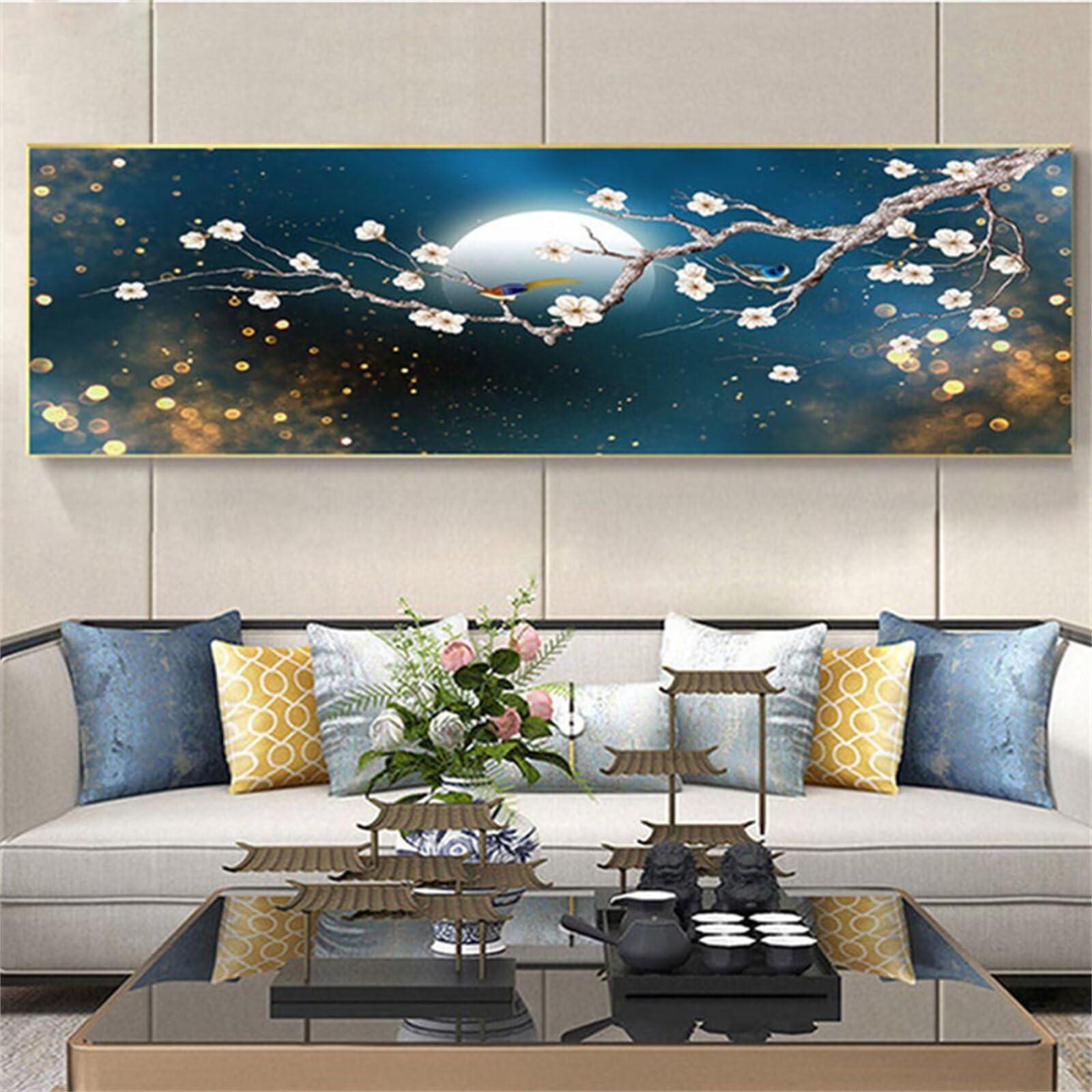 Broderie Diamant oiseau fleur lune 5D DIY loisir créatif adulte peinture strass 40x120cm