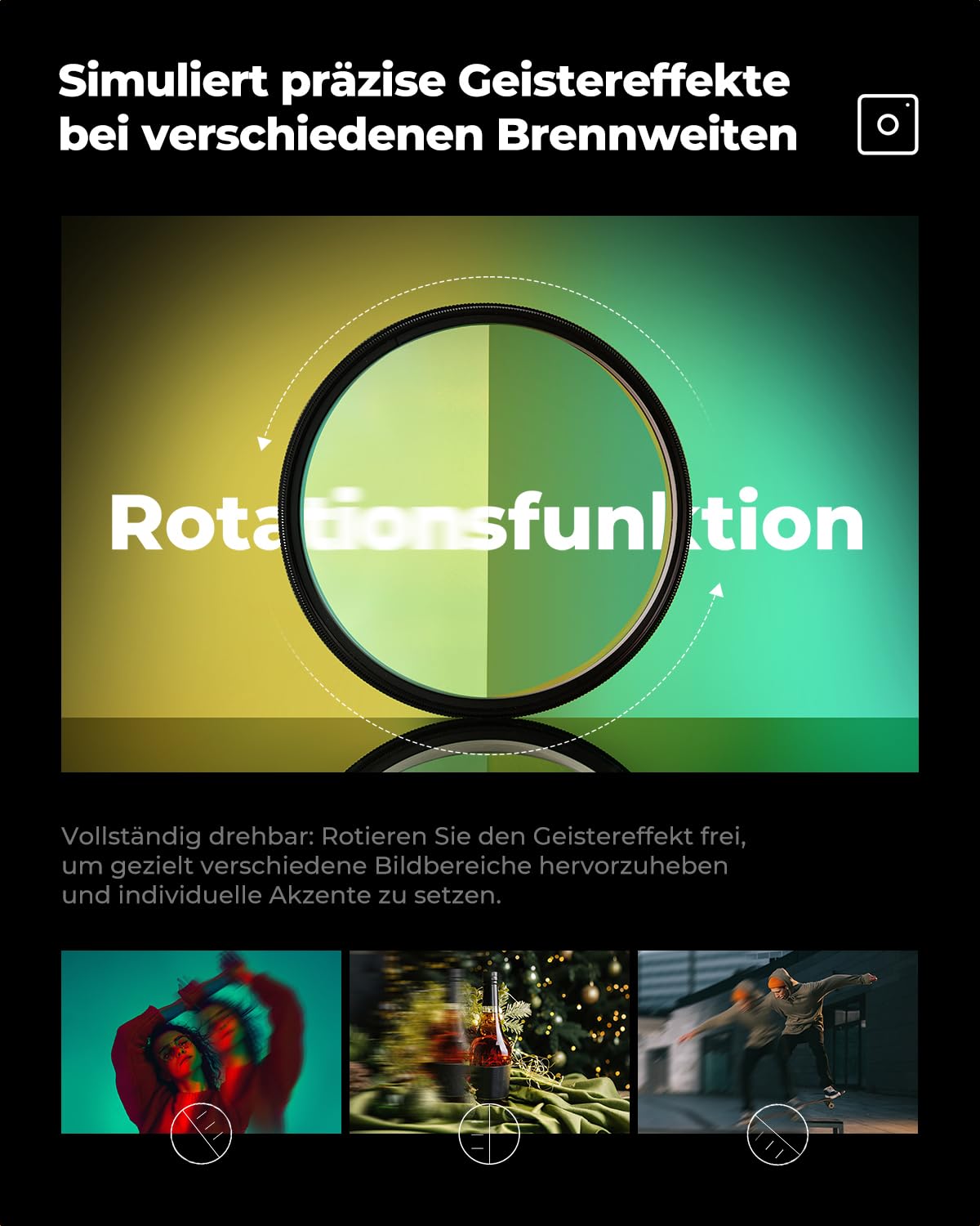 K&F CONCEPT 82mm Einzelbewegungsunschärfe-Effektfilter Optisches Glasprisma Spezialeffekt-Kameraobjektivfilter (Nano-B Serie)