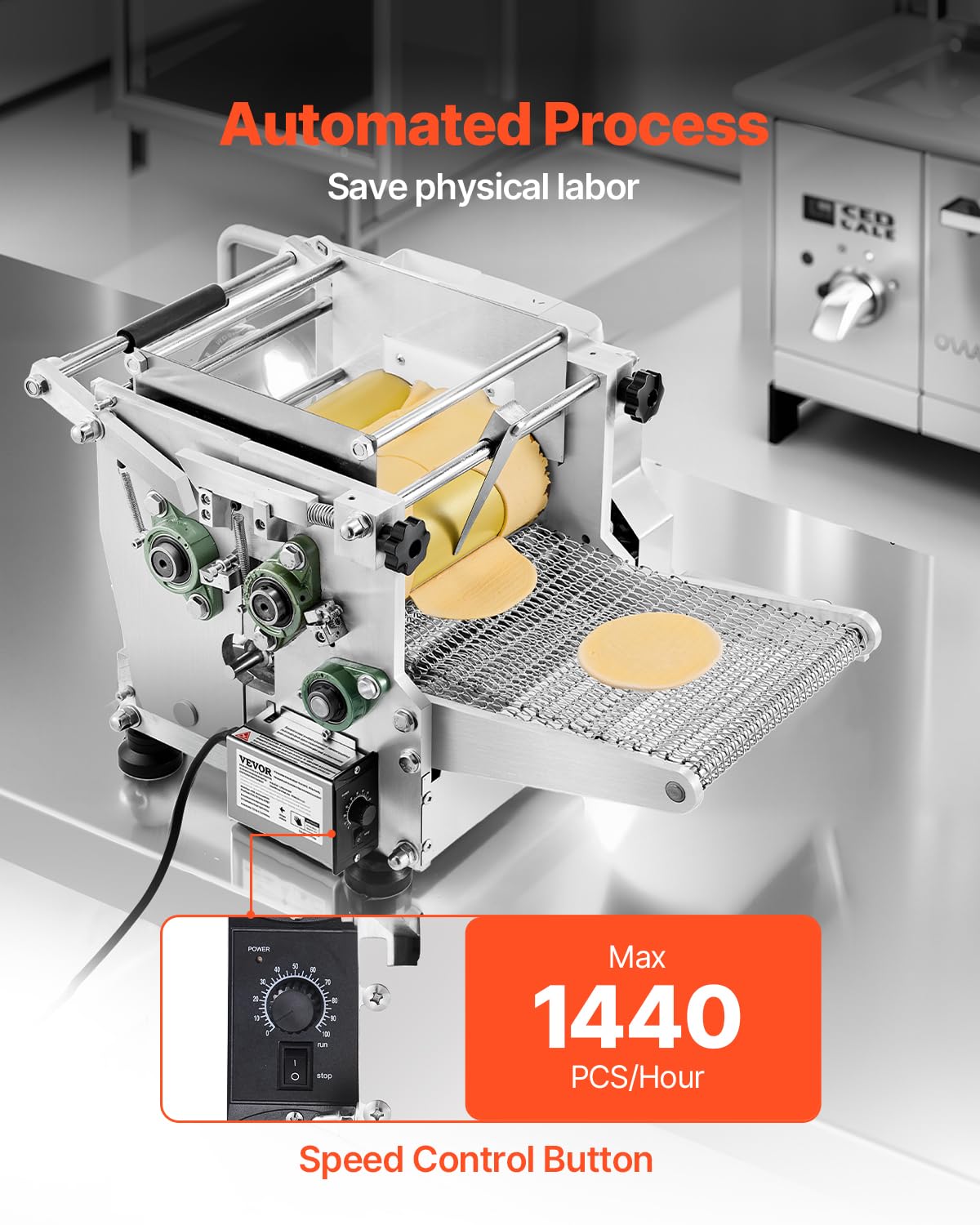 VEVOR Máquina Eléctrica para Hacer Tortillas de Maíz con Revestimiento Antiadherente y Dos Moldes, Adecuada para Productos como Sopas, Pita, Tortillas y Pizza, Chapatti, 710 x 490 x 450 mm