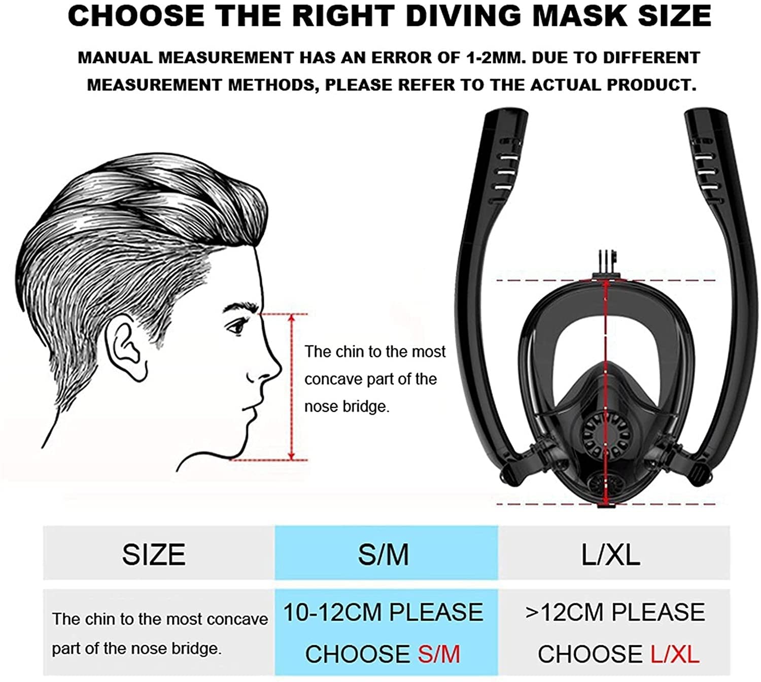 Máscara De Snorkel para Adultos Y Niños, Máscara De Buceo Doble De Cara Completa Antivaho, Equipo De Respiración Subacuática para Natación.（Color 02-L）