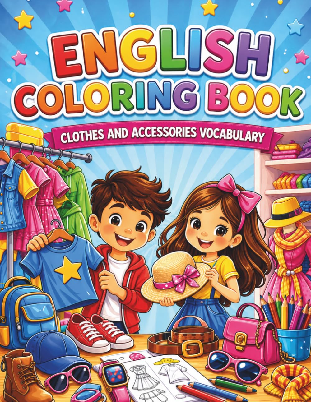ENGLISH COLORING BOOK - CLOTHES & ACCESSORIES VOCABULARY (Color & Learn English Series)