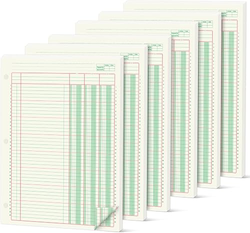 gisgfim 100 Sheets Columnar Analysis Pad, 3 Column Ledger, 3 Hole Punch Accounting Ledger Book 8-1/2 x 11 Ledger Paper Pad Double Page Format Columnar Pad for Business Bookkeeping & Data(6 Pads)